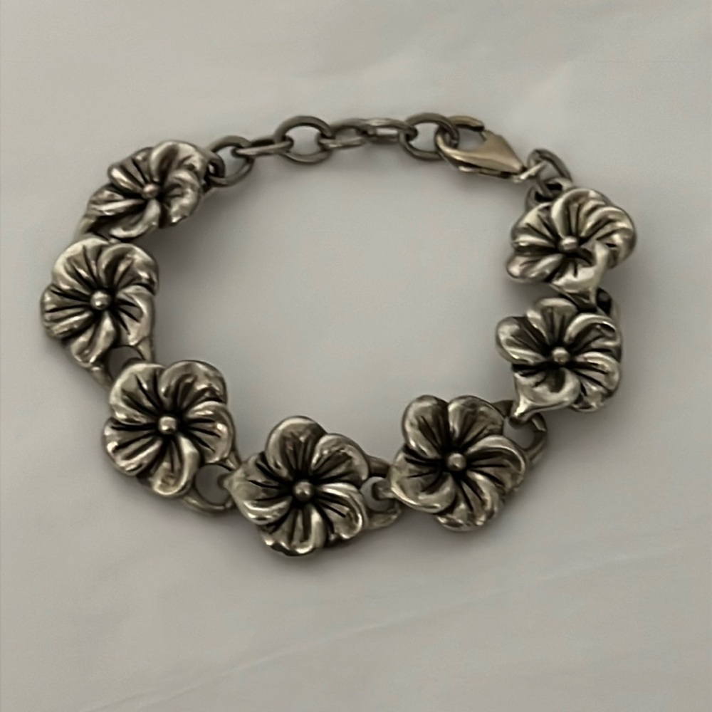 Sterling Silver 925 Blooming Flowers Bracelet